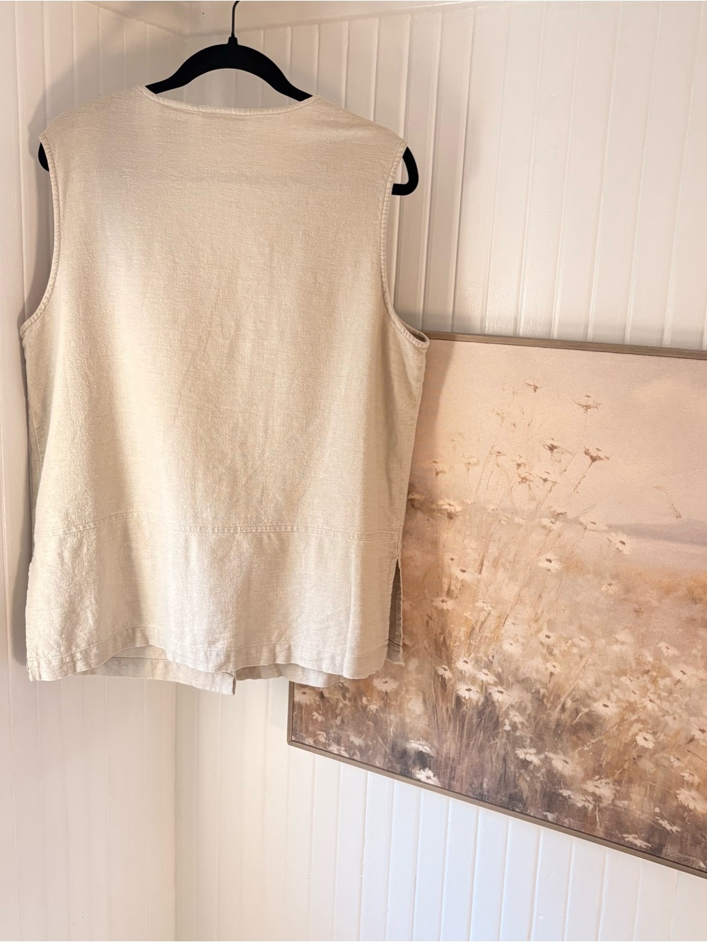 Kathie Lee Collection minimal Cream Linen-Cotton Top - Picture 3 of 3